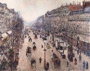 Camille Pissarro Boulevard Montmartre,morning cloudy weather painting